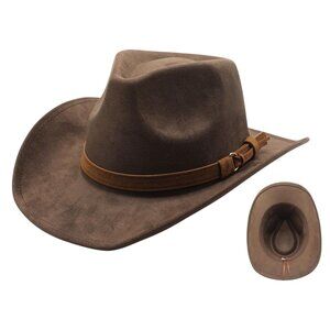 Dark Brown Wide Brim Western Cowboy Hat  - NEW
